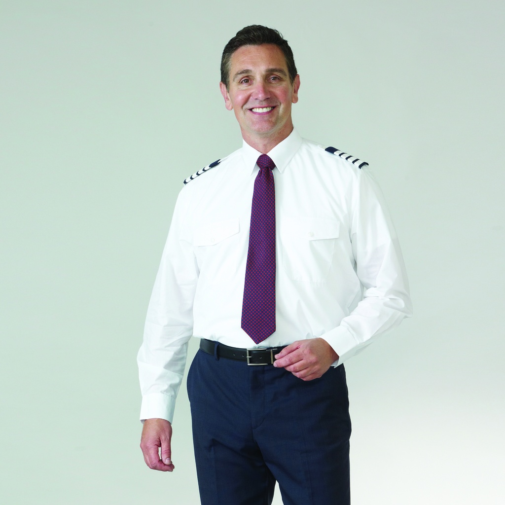 Male Long Sleeve Aviator Shirt [WHITE]