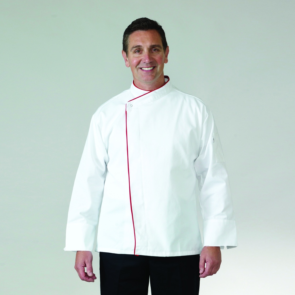 Chef Jacket with Red Piping [WHITE]